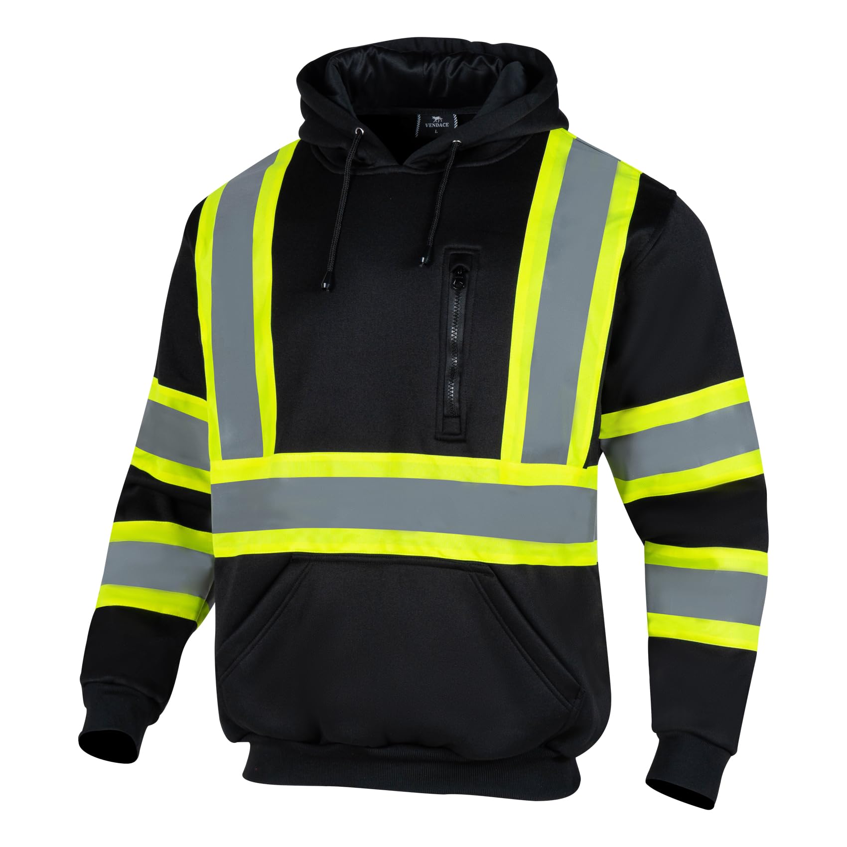 VENDACE High Visibility Hoodie for Men ANSI Class 3 Reflective Safety Hi Vis Fleece Sweat…