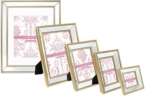 Miniatura 6 de Laura Ashley Marco de fotos de espejo biselado dorado de 11 x 14 pulgadas (mate 8 x 10), marco de espejo clásico con ángulo inclinado profundo, para