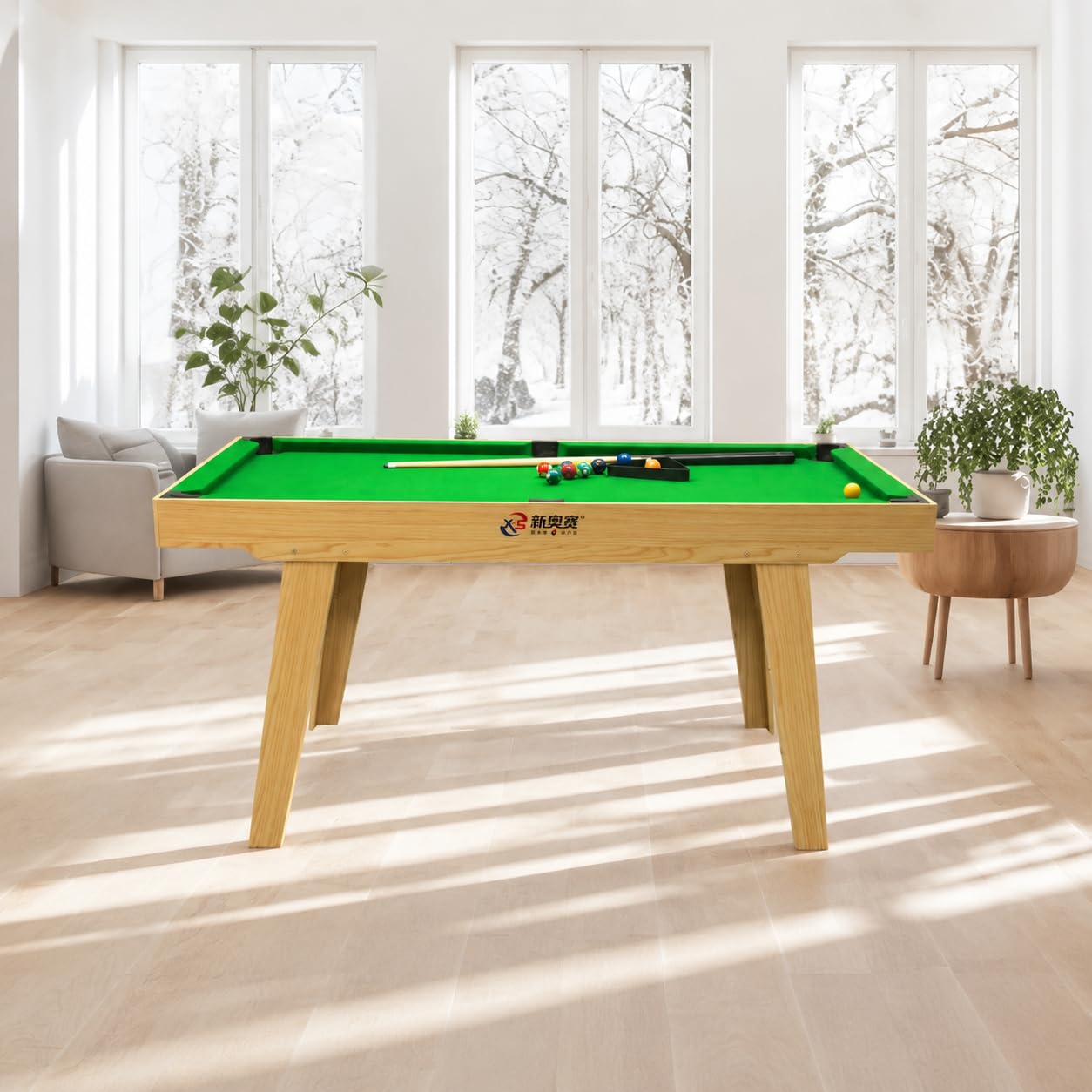 Billard Table 160cm en Bois, Mini Billard Américain pour Enfants & Adultes, Tapis Feutre Laine, Accessoires Inclus pour Jeu d'Intérieur