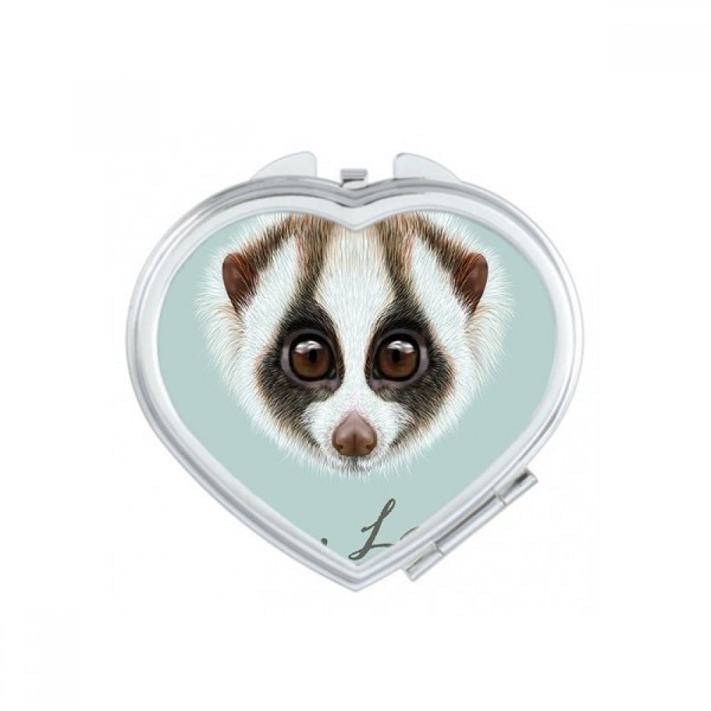Miroir de poche compact Géocorine avec motif coeur d'animal marron et blanc