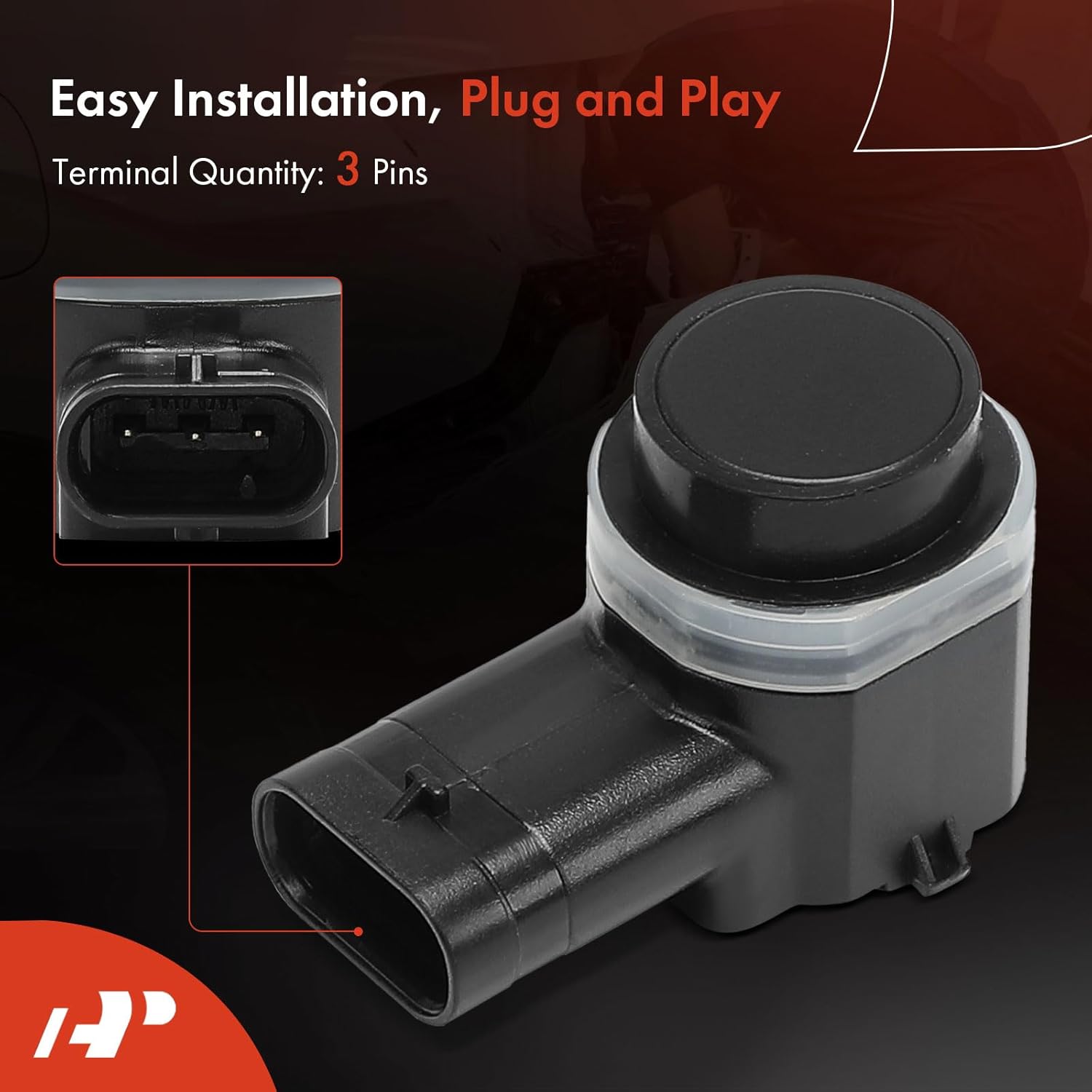 A-Premium 4-PC Reverse Backup Parking Assist Sensor Compatible with Select Toyota & Volkswagen & Hyundai & Audi & Volvo - Corolla, Jetta, Passat, Golf, Tiguan, Santa Fe, A4, Q5, Q7, A5, A6, XC60, XC90