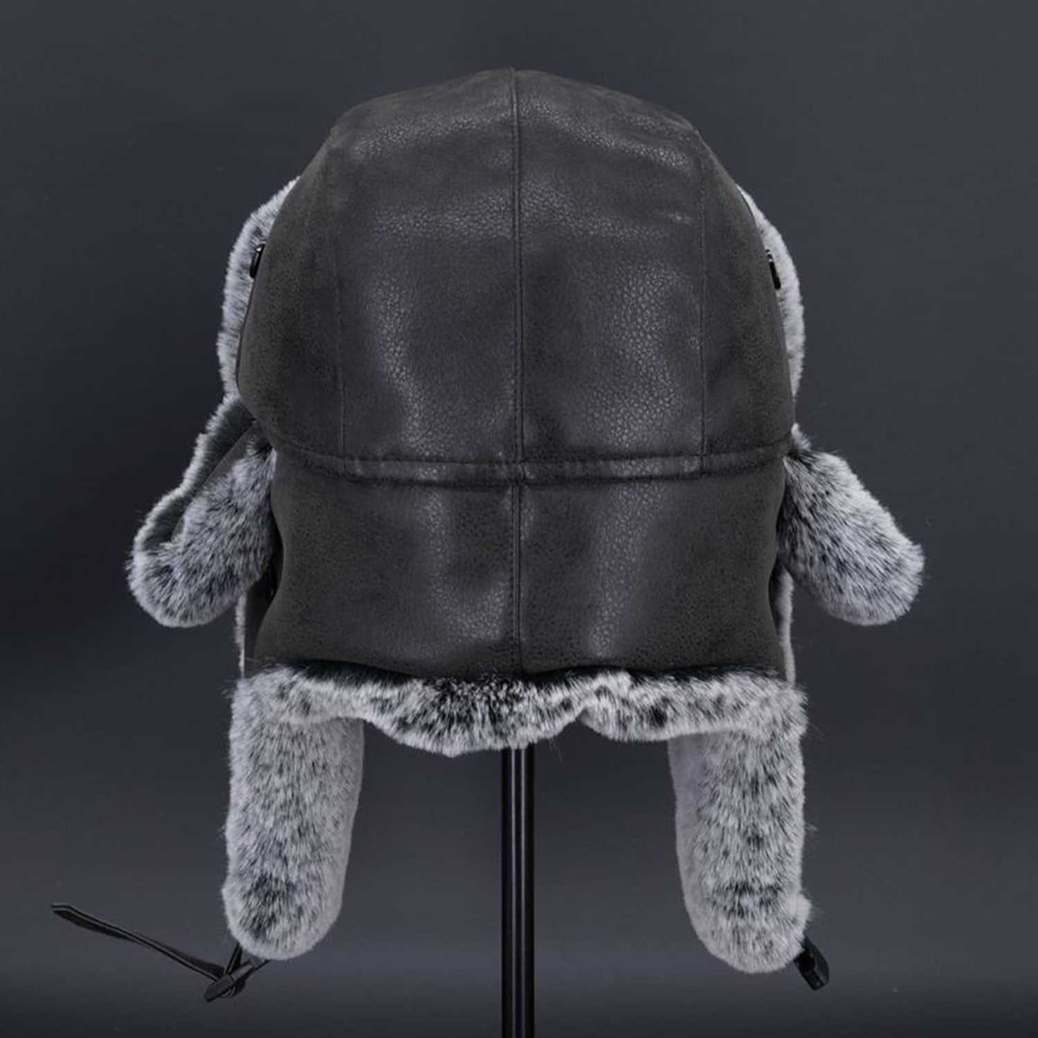 SPYXGS Unisex Bomber Hats Russian Warm Winter PU-Leather Waterproof Casual Ski Hunting Trapper Hat Black