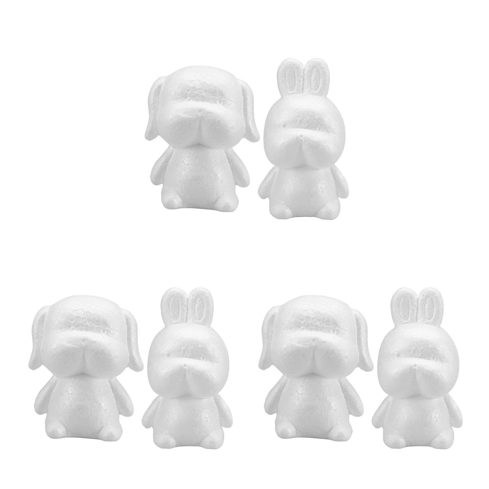 jojofuny 3 Set Modello Vuoto in Schiuma Polistirolo Piccoli Animali Coniglio Creativo Decorazione Natale Cucciolo Fai da Te Decorazione per Feste di Nozze Bianca 2 Pezzi*3