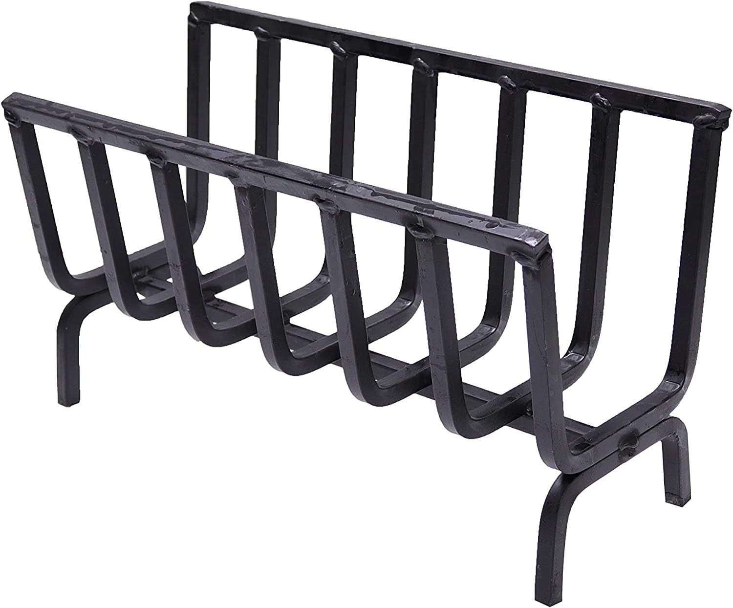 Brasero para barbacoa de chimenea en hierro forjado con soporte para leña (BRUCIALEGNA estrecho de hierro forjado 40 x 21 cm)