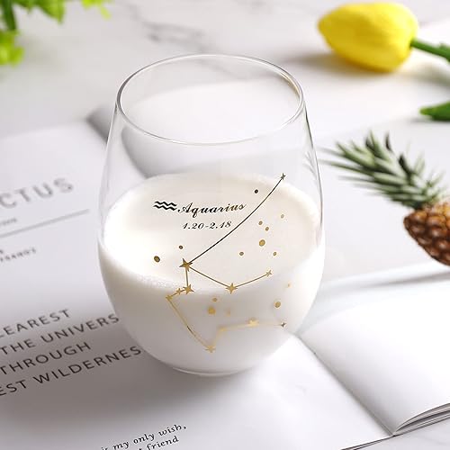 Miniatura 7 de Acuario, copa de vino de 20 onzas, regalo del zodiaco para mujeres y hombres de Acuario, copas de vino sin tallo, copa de constelación para definir