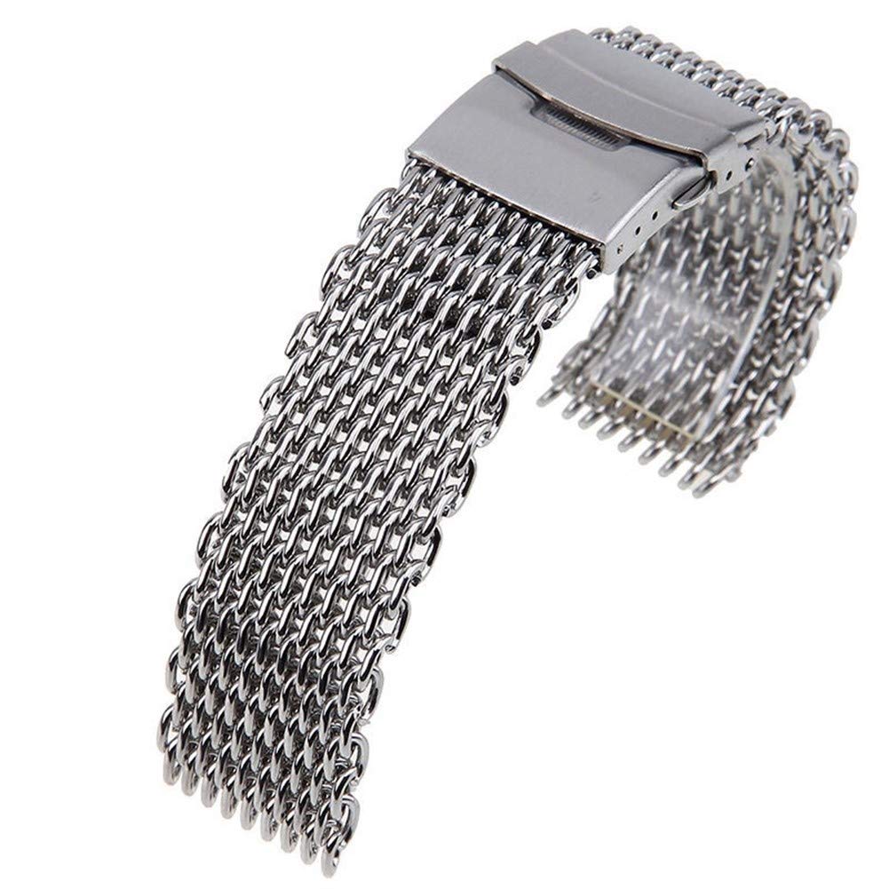 Bracelet de montre acier inoxydable argenté à mailles chic