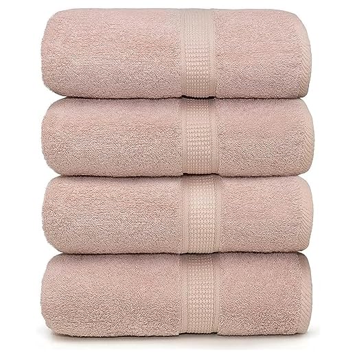 Ariv Towels - Bath Towels Set - Premium Bamboo Cotton Bath Towels - Ultra Absorbent, Soft Feel and Quick Drying 30" X 52" (Blush) - Set of 4