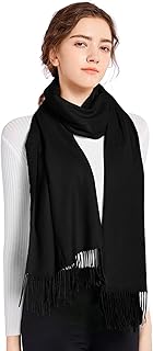 ELF KUCKUCK Cuddly Warm Winter Scarf, Long Women's Scarf with Cotton Fringes, Cashmere Feel