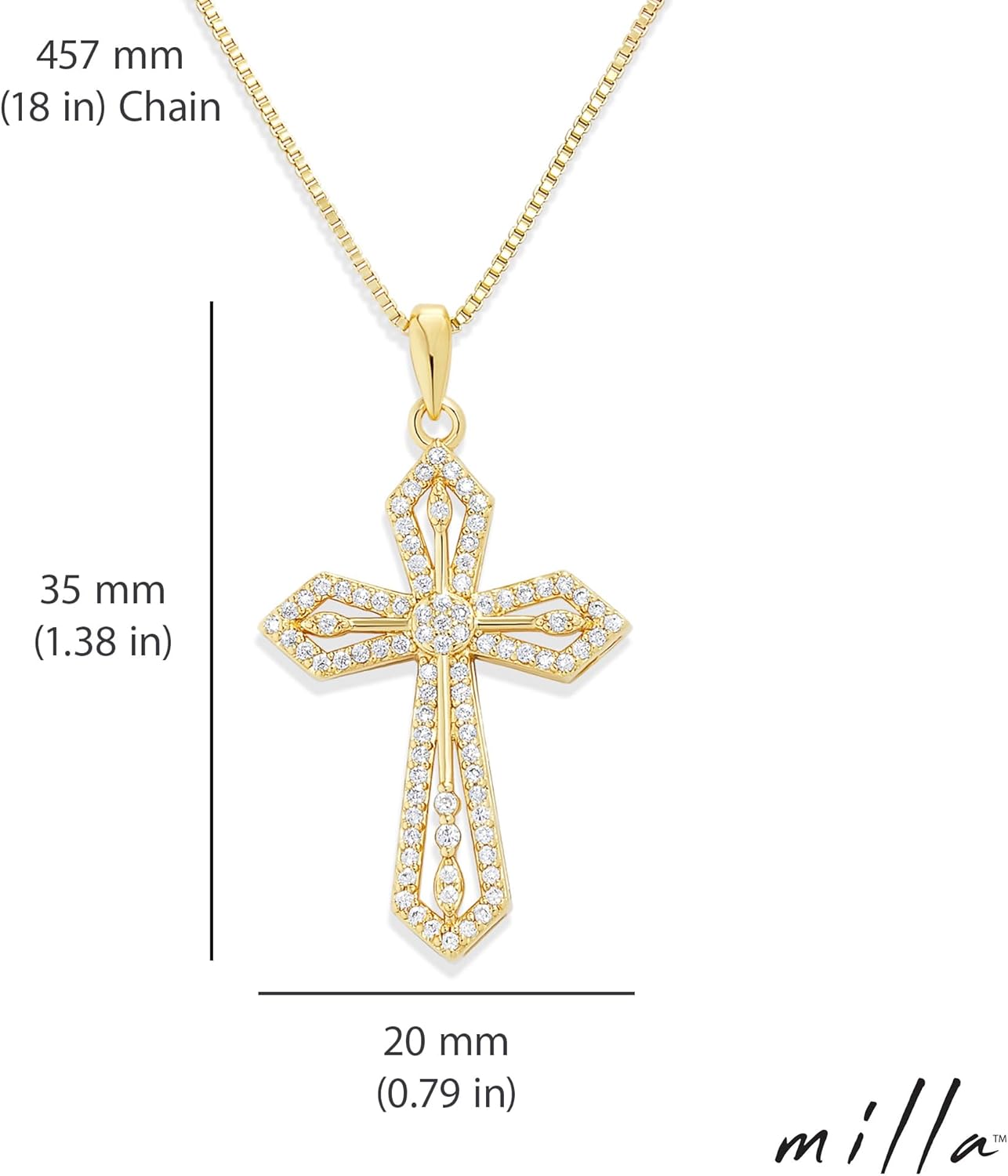 Milla 14K Gold Plated Cross Necklace for Women, Silver Cross Necklaces for Women, 18 inches Chain with Cross Pendant - Image 3