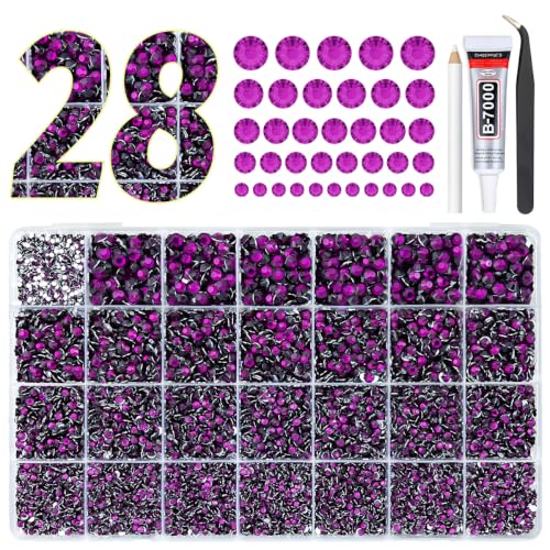 qiipii 28 Grids Grape Purple Resin Rhinestones w B7000 Glue for Bedazzling