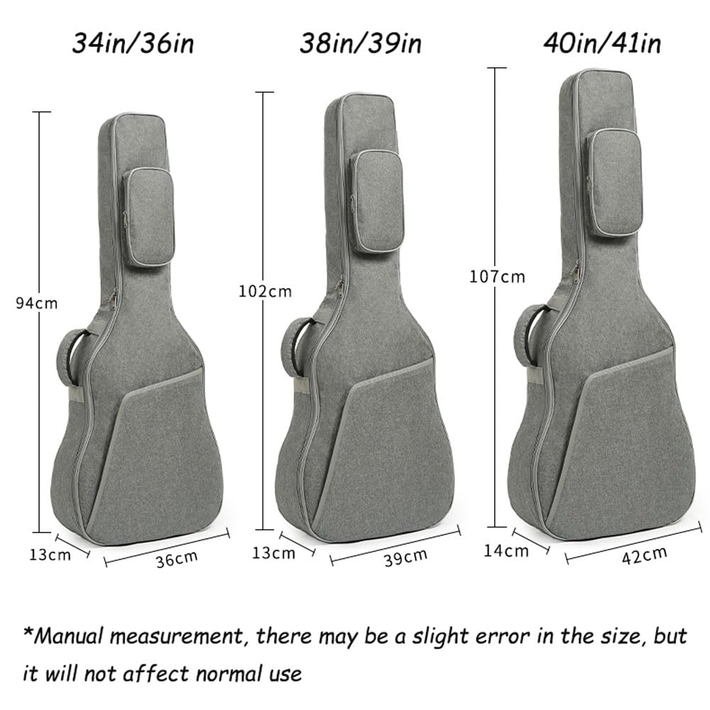 34" 36" 38" 39" 40" 41" Torba na gitarę, plecak na koncerty gitarowe, 12 mm bawełny, regulowany pasek na ramię, pokrowiec ochronny na gitarę, torba zewnętrzna z 2 kieszeniami