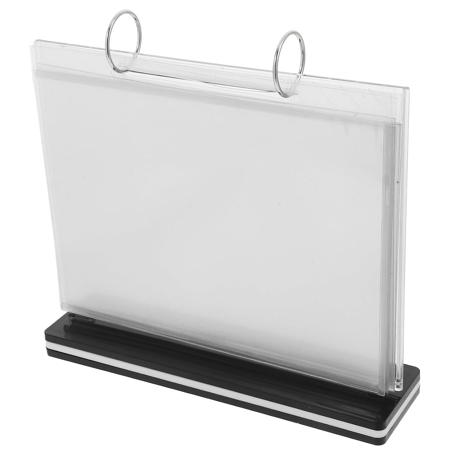 Commercial A5 Horizontal Menu Holder Stand, Desktop Paper Display Rack with Flip Pages for Restaurant Tabletop Advertising and Menu Presentation