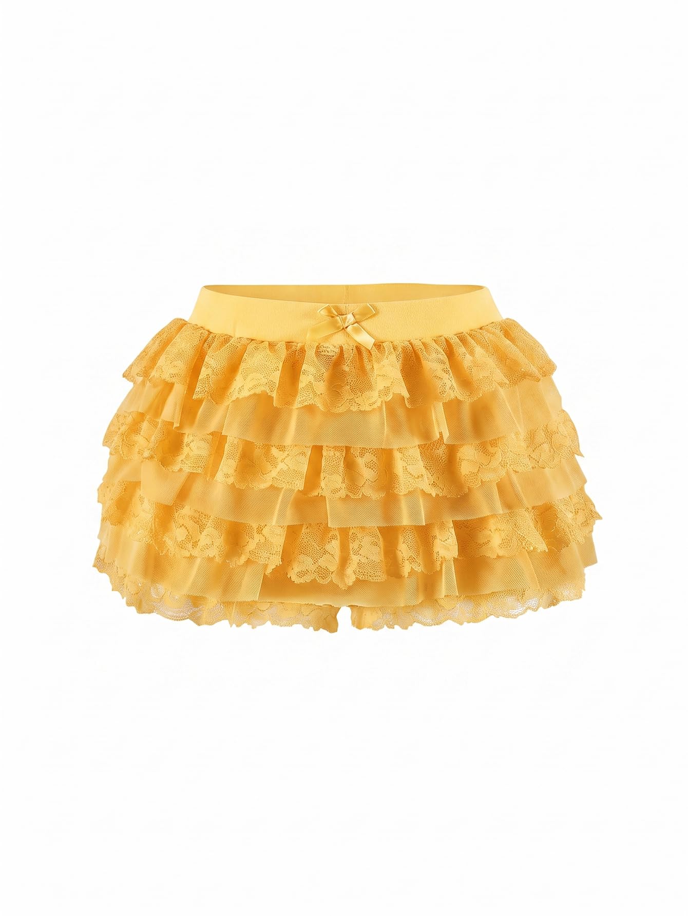 Women Y2K Lace Multi-Layered Bloomers Lolita Ruffle Shorts Cute Mini Skirt