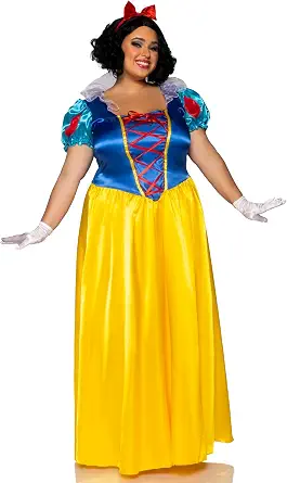 Leg Avenue Women's Classic Snow White Costume Set - Full Length Princess Dress with Red Bow Headband