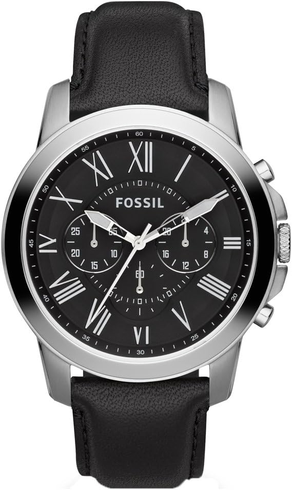 FOSSIL Grant Watch for Men, Quartz Chronograph Movement with Leather and Stainless Steel Strap
