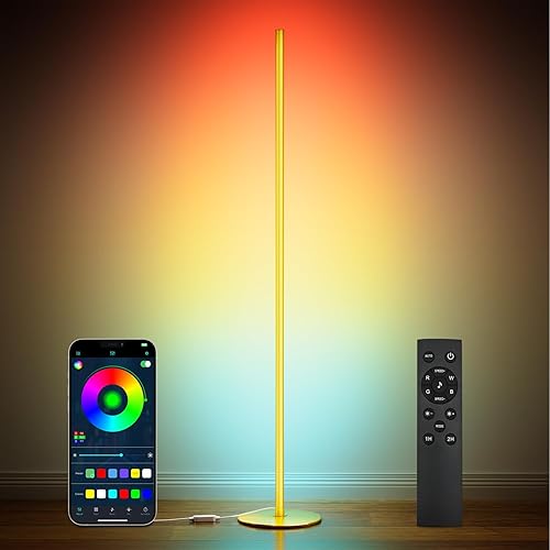luckystyle Smart RGB Corner Floor Lamp,Bright LED Tall Modern Floor