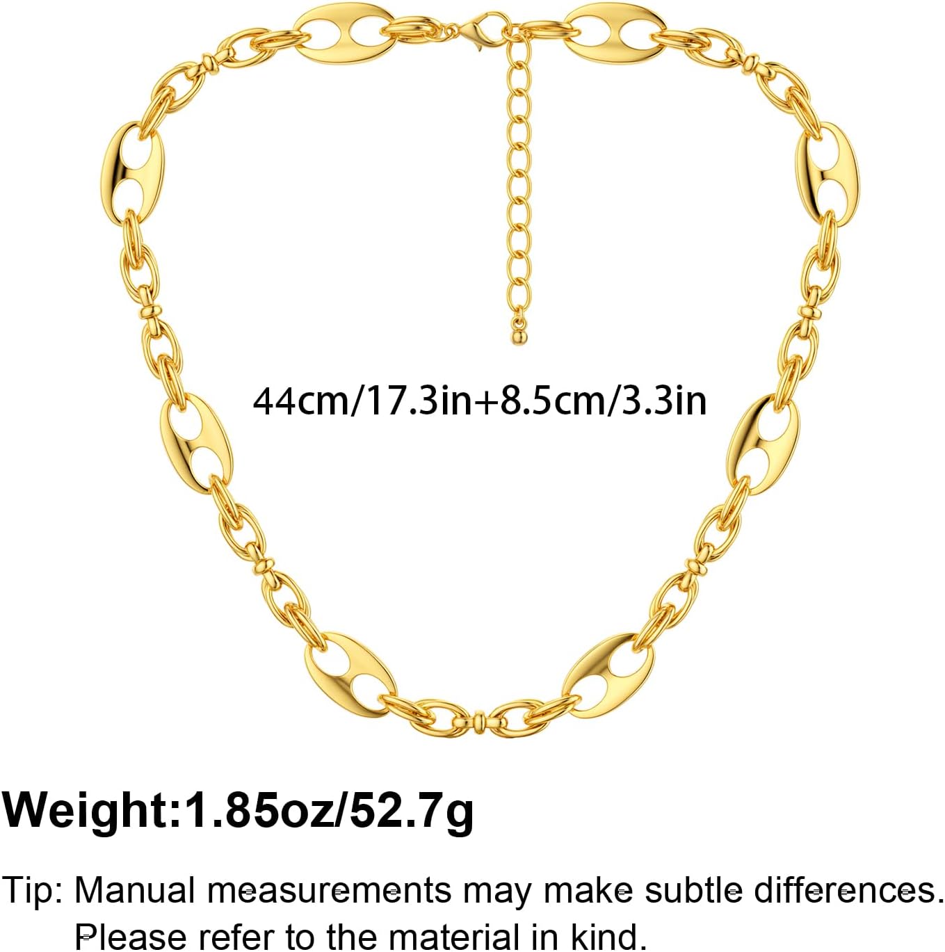 Chunky Gold Necklace for Women 14k Gold Plated Thick Oval Links Chain Choker Necklace Bold Statement Chokers Trendy Fashion Jewelry Gift - Image 5