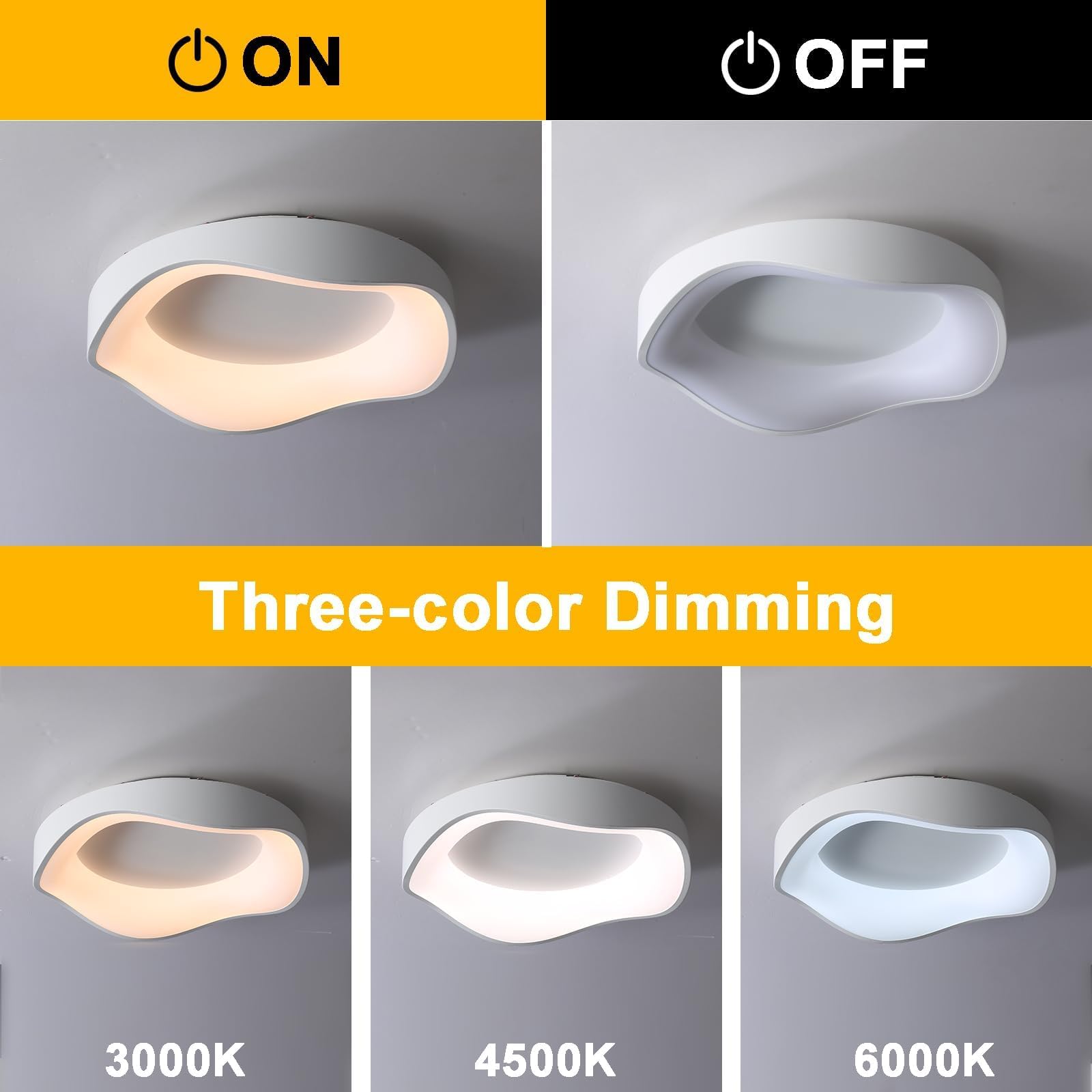 Plafoniera Led Moderna,52CM 3000K-6500K Plafoniera Soffitto Semplice, Protezione Agli Occhi,Plafoniere Led a Soffitto Per Soggiorno,Camera Da Letto,Cucina,Salotto,Corridoio,Dimmabile