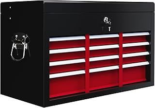 HOMCOM 6 Drawer Tool Chest, Lockable Metal Tool Box with Top Case, Ball Bearing Runners, Portable Toolbox, 600mm x 260mm x 340mm, Red