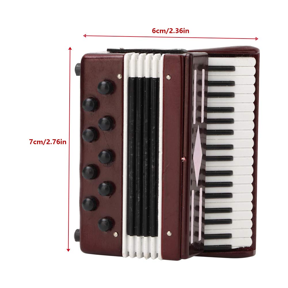 Garosa Accordéon Miniature, Petit Accordéon en Bois Rouge 6 cm avec Boîte Musicale pour Enfants et Décoration