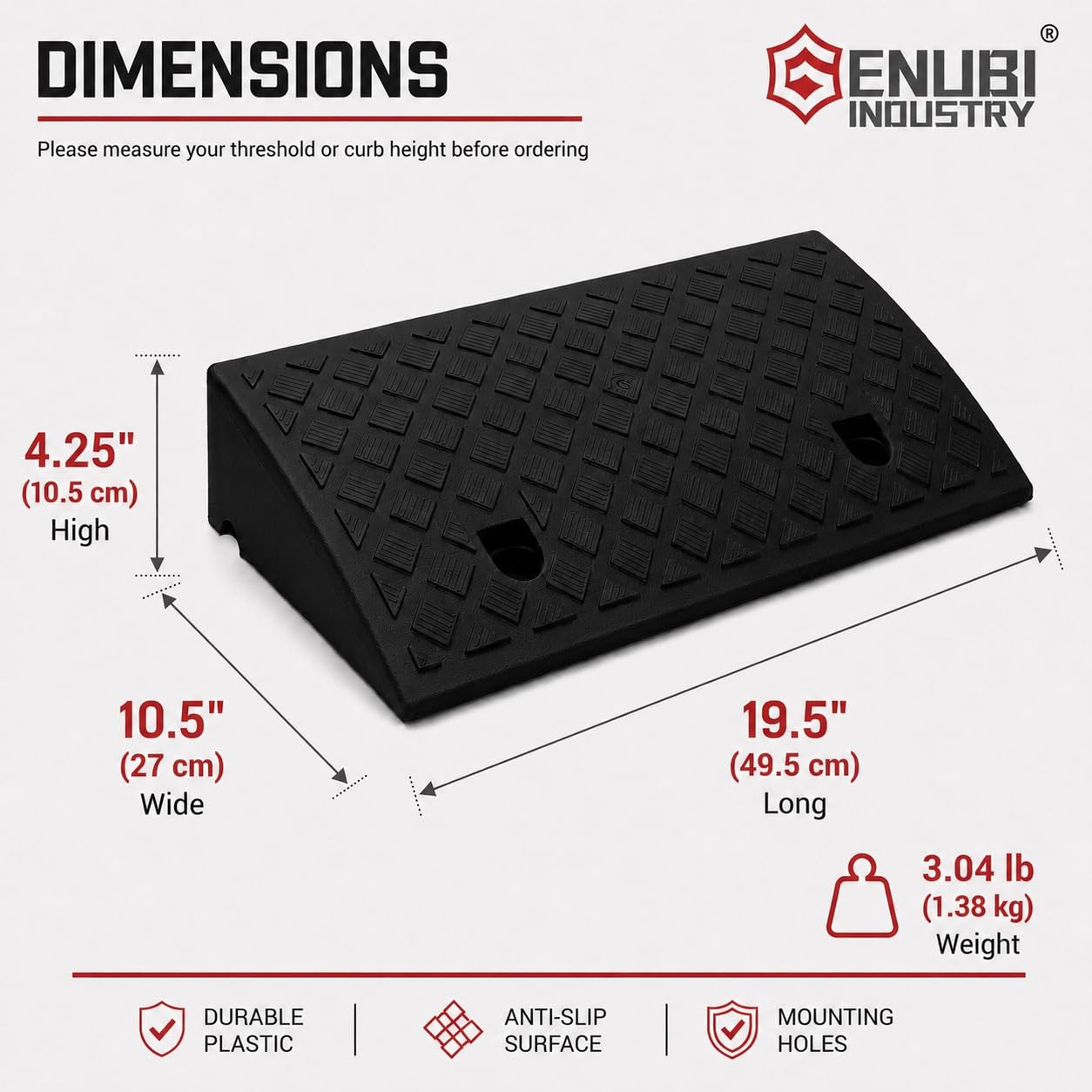 Frenare Rampa,Portatile Leggero Robusto Plastica Soglia Rampa per Vialetto,Dock di Carico,Marciapiede,Auto,Scooter, Bici, Moto