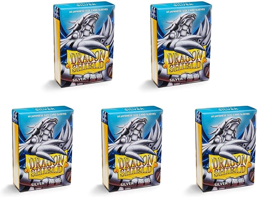 5 Packs Dragon Shield Matte Mini Japanese Silver 60 ct Card Sleeves Value Bundle! …