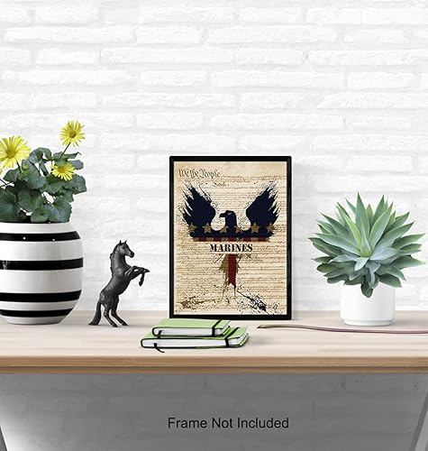 Miniatura 5 de Patriotic Marines Art Poster - 8x10 Wall Decor - American Eagle Home Decoration Print for Living Room, Bedroom, Office - Gift for U.S. Military