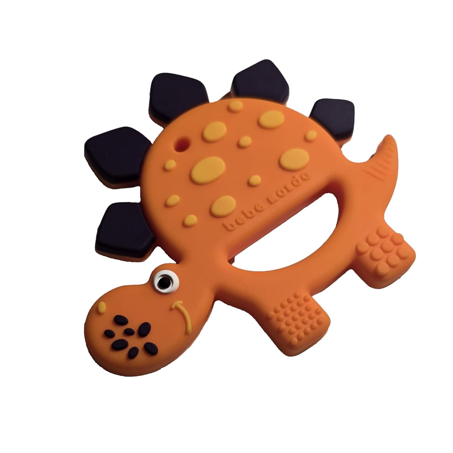 Bebe Mondo Dinosaur Baby Teething Toys 3–6 6–12 Months, Teethers for Babies 0–3–6–12 Months for Teething Relief, Baby Gift, Baby Teether Toys, Silicone Sensory Infant Toys, Soft-Textured- Dino Orange