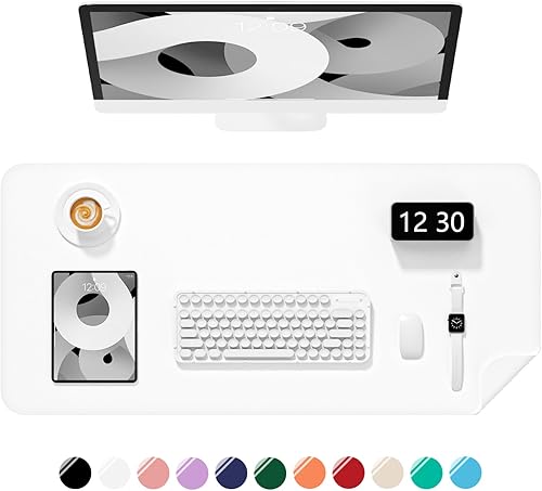 Miniatura 11 de Alfombrilla de escritorio, 60 x 35 cm, de piel sintética, antideslizante, alfombrilla grande para mouse para escritorio, impermeable, almohadilla de