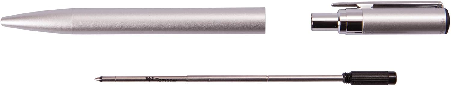 Tombow 55110 ZOOM L105 Ballpoint Pen, Silver, 1-Pack. Slim Tapered Design for Comfortable, Everyday Writing
