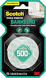 Scotch, 3M, Fixa Forte, Fita Dupla Face para Banheiro, 24mm x 1,5m