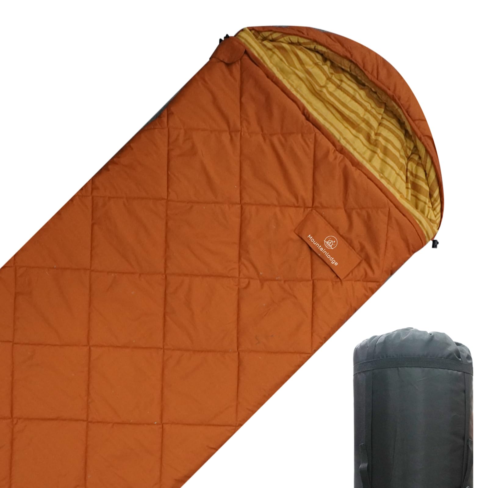 100% Cotton Sleeping Bag For Adults - Cold Weather Camping With Compression Sack