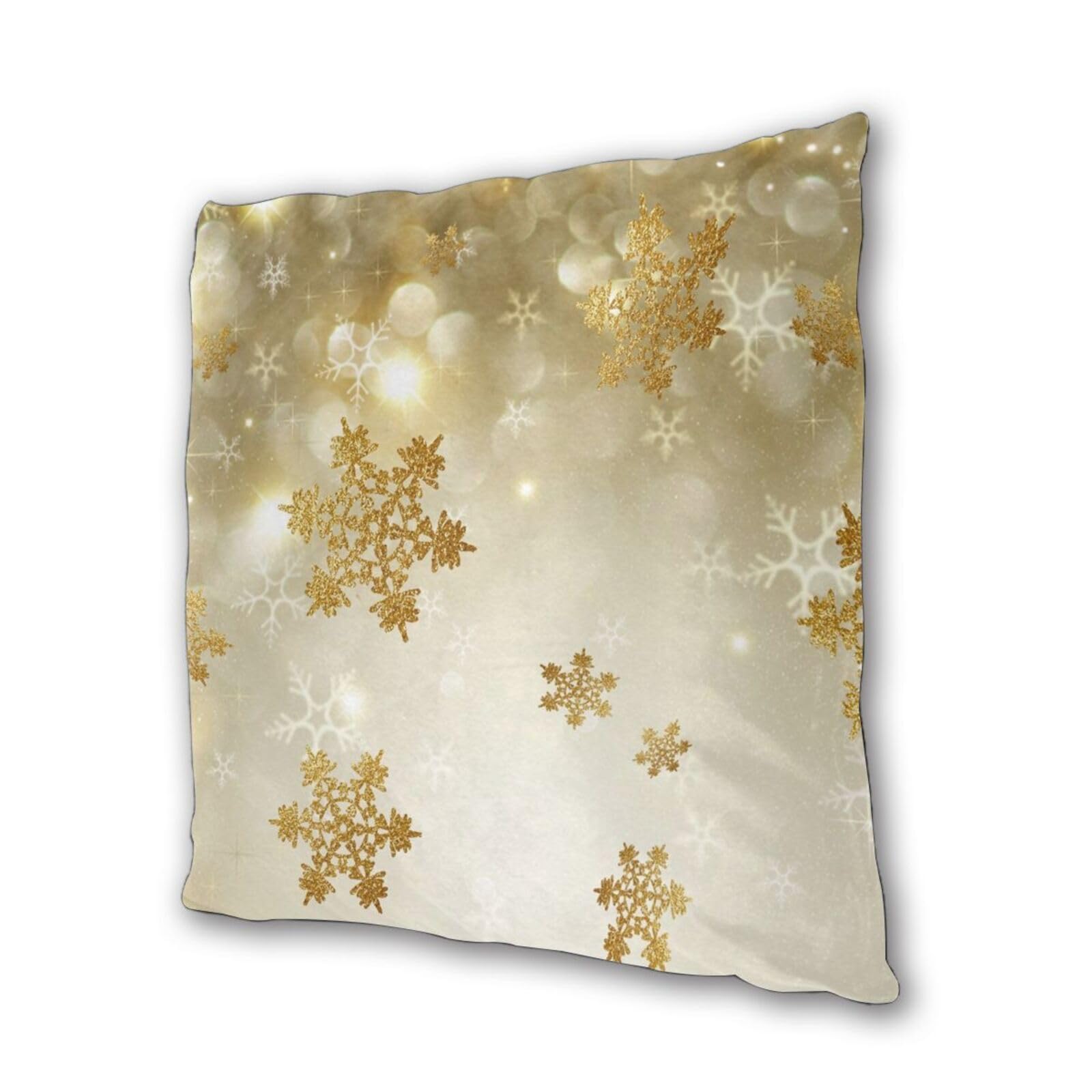 Set di 2 federe decorative in seta dorata con stampa natalizia