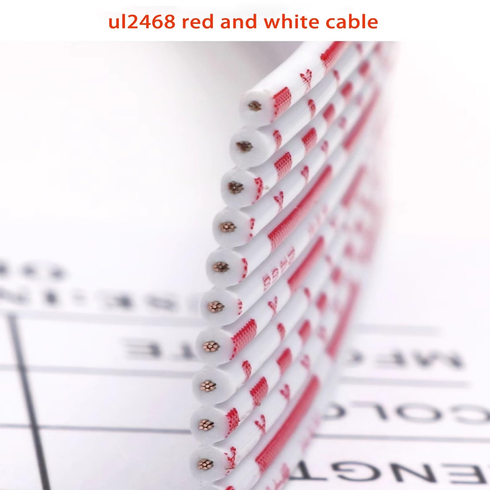 Cable Plano Paralelo Rojo Y Blanco UL2468 De 12 Pines, 26 AWG Y 24 AWG, 300 V PVC, para Cableado Electrónico LED DIY(65FT,24AWG-12P)