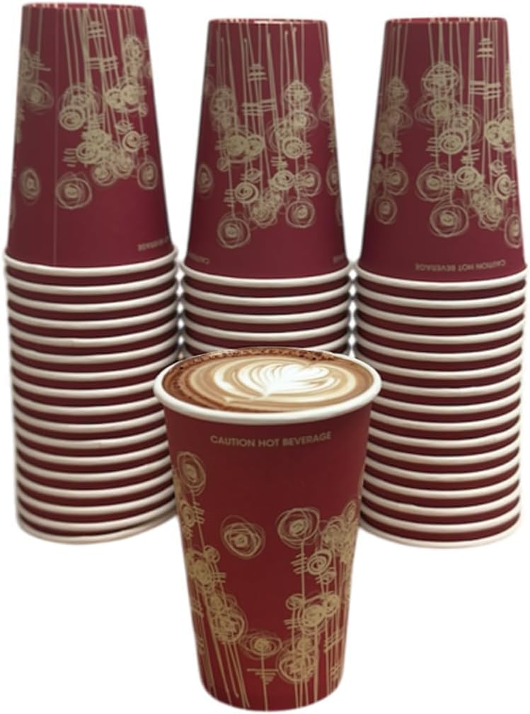 Novostyl 50 Paper Cups Disposable Paper Cups for Hot and Cold Drinks ...