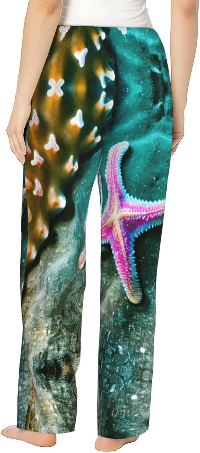 Sea Starfish Print Cozy Christmas Pajama Pants,Flannel Pajama Bottoms,Cater To Various Body Types