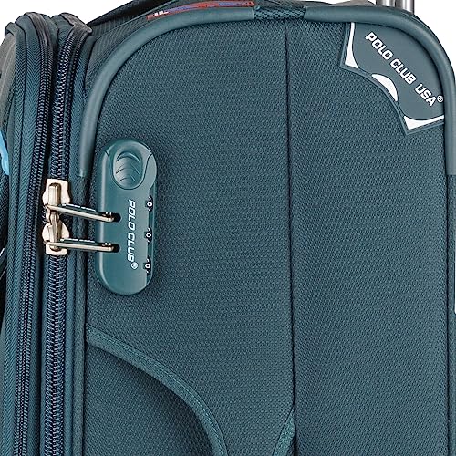 Image of POLO CLUB - USA NewEngland Nylon Soft Sided 4 Wheeler Spinner Luggage Set /Cabin and Check-in Suitcase /Trolley Bag for Travel Set of 3 (Large- 75 Cm, Medium- 65 Cm, Small- 55 Cm) - Green