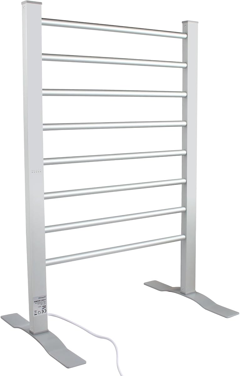 ELEGANTLIFE Fast-Heating Electric Towel Warmer for Bathroom, Heated Towel Rack with Timer & Auto Shut-Off, Aluminum 8-Bar Design, Freestanding or Wall-Mounted