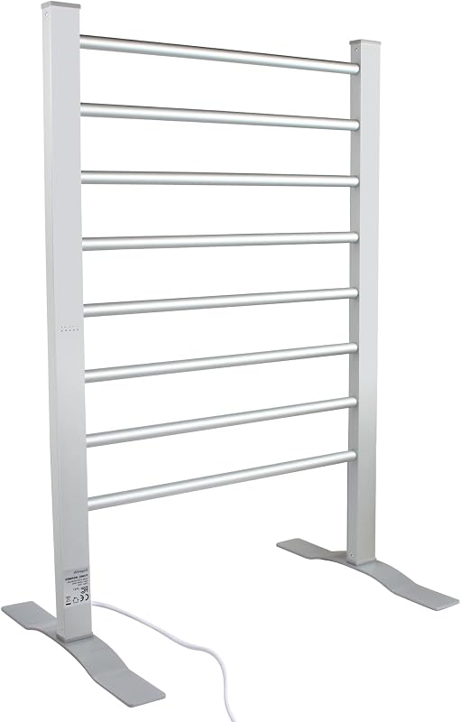 ELEGANTLIFE Fast-Heating Electric Towel Warmer for Bathroom, Heated Towel Rack with Timer & Auto Shut-Off, Aluminum 8-Bar Design, Freestanding or Wall-Mounted