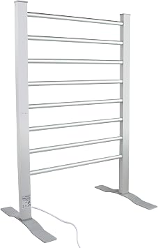 ELEGANTLIFE Fast-Heating Electric Towel Warmer for Bathroom, Heated Towel Rack with Timer & Auto Shut-Off, Aluminum 8-Bar Design, Freestanding or Wall-Mounted