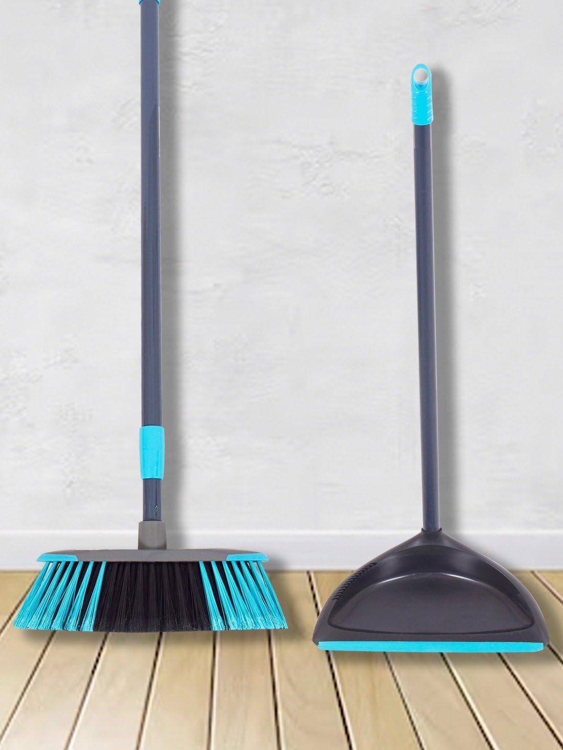 JARDIN202 - Escobas para el Hogar - Antichoque, Mariposa, Dual Acción, Pequeños Espacios y Accesorios con Recogedor y Mango Extensible | Escoba Antichoque + Mango + Recogedor -