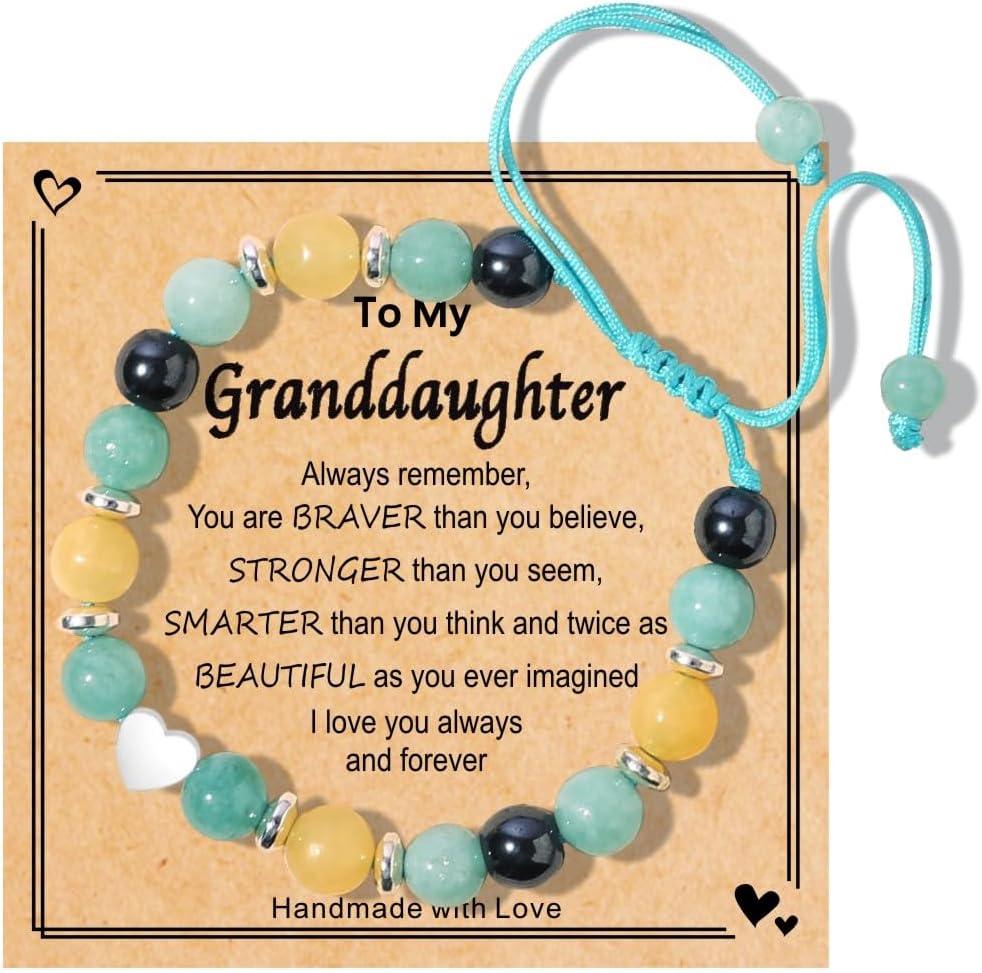 Chuchoter To My Daughter/Granddaughter/Niece Bracelet,Sweet Heart Natural Stone Beaded Bracelet For girl,Birthday Christmas Valentines Graduation Gifts for girl