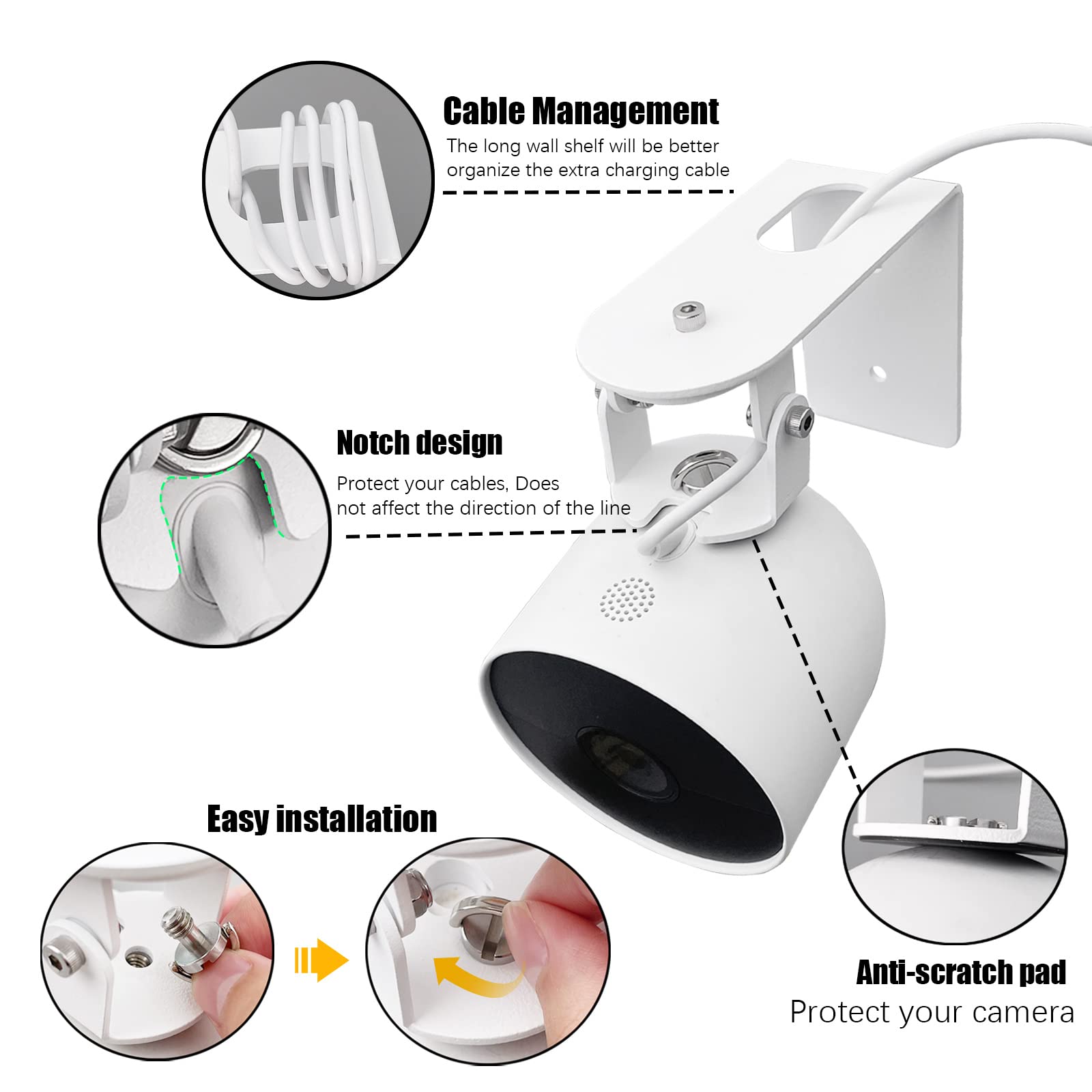 Nest Camera Mount Compatible with Google Nest Cam Outdoor or Indoor, Battery - 2nd Generation,360 View Anti-Drop Outdoor Wall Bracket Mounting Kit Nest cam Accessories- White