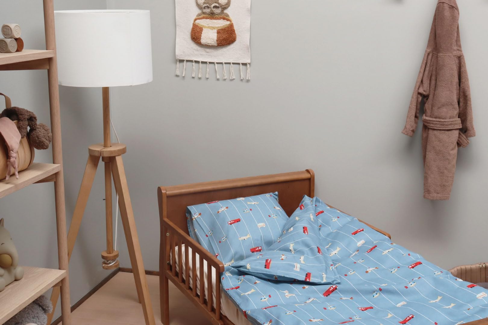 Brandmac Bedding Set for Babies or Small Bed 100% Cotton, Duvet Cover 100 x 135 cm + Pillowcase 40 x 60 cm, by Mats, Striped Cars - Image 3