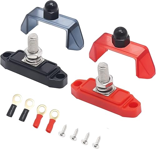 RECOIL S1P-38 Barra colectora individual 38 "Bloque de distribución de energía con terminales de anillo Par de barras de bus rojo y negro