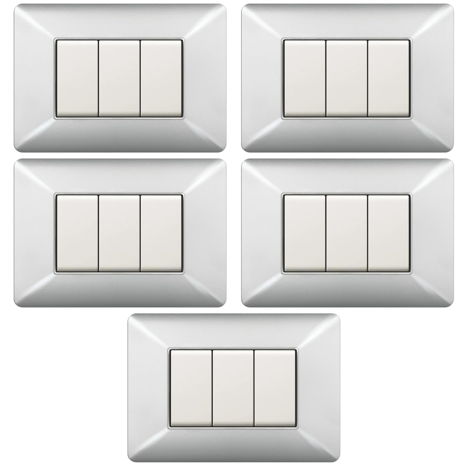 Plaques italiennes robustes style aluminium pour support BTicino Matix x5