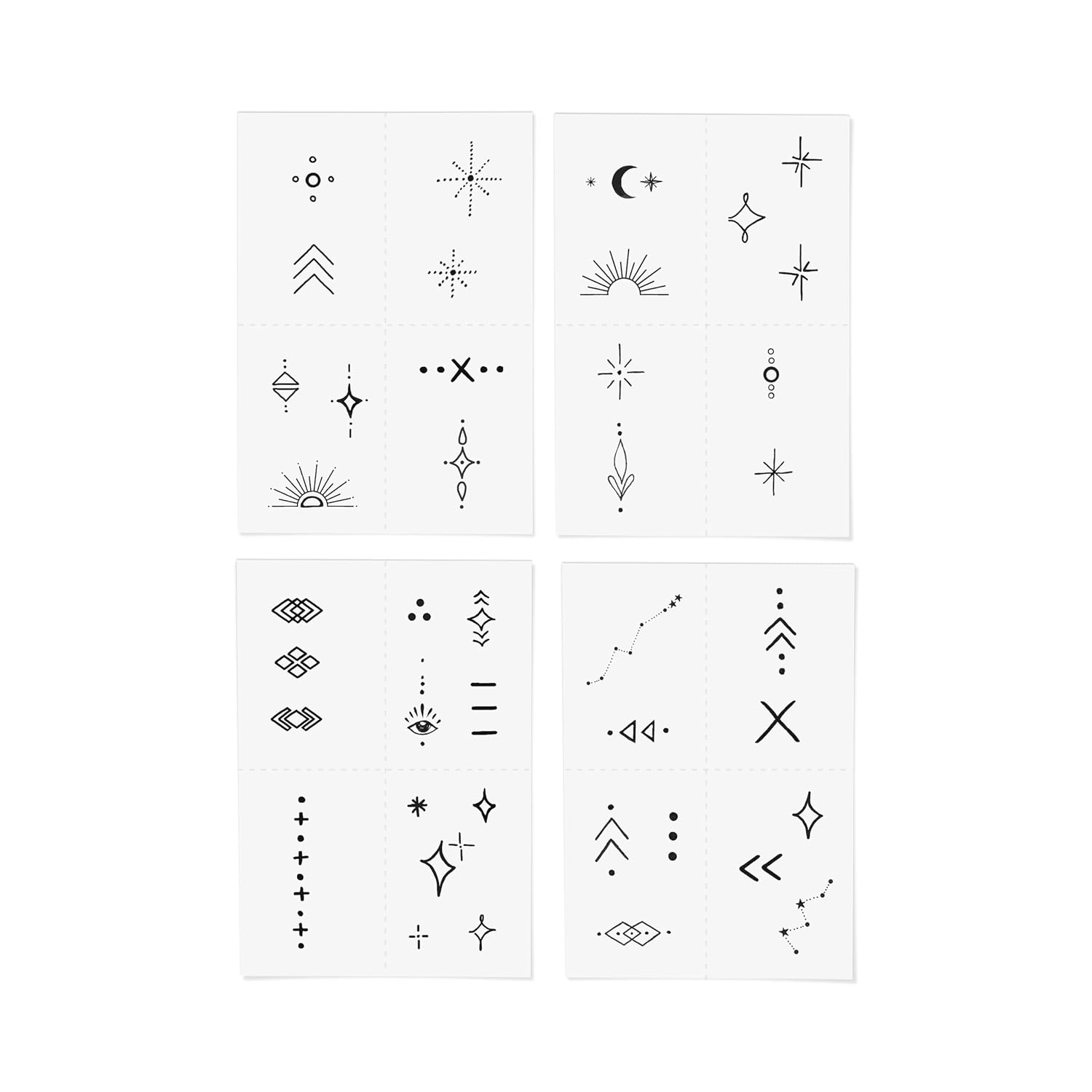INKED by Dani Celestial Temporary Tattoo Pack- Stars, Dots and More Fine Line Temporary Tattoo Art