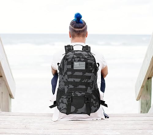 Miniatura 6 de Jueachy - Mochila táctica militar para hombres con sistema Molle, resistente al agua, con capacidad de 30L y parche de la bandera de los Estados