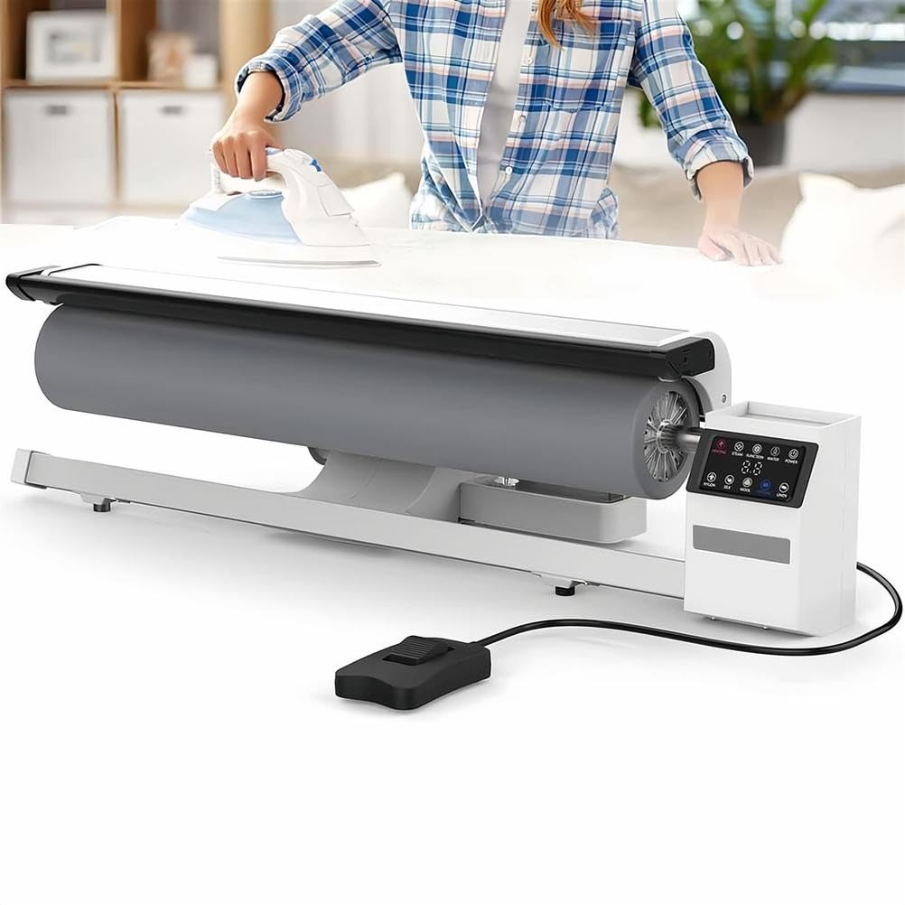 Macchina da stiro rotativa per uso domestico con comando a pedale e touch screen per vestiti, indumenti, tende, lenzuola e tovaglie