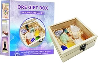 GLEAVI 1 Caixa De Pedra De Ioga Caixa De Presente Decoração De Pedra Decoração De Ioga Mini Cristal Citrino Aglomerado De Cristais Curar Pedra Cristais Coloridos Conjunto De Cristais De